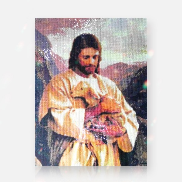 3D 예수님과 어린양(40x50cm) 스퀘어(사각) 큐빅
