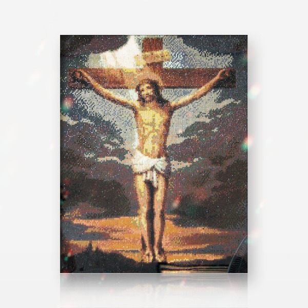 3D 십자가 예수님(40x50cm) 스퀘어(사각) 큐빅