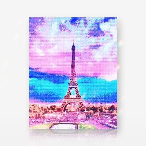3D 무지개 에펠탑(40x50cm) 스퀘어(사각) 큐빅